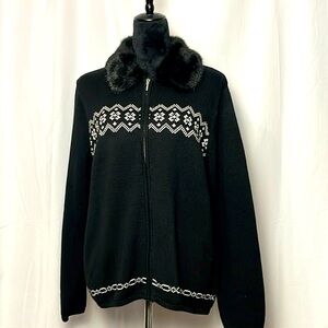 Style & Co. NWOT Macy’s L 100% Cotton detachable collar faux fur